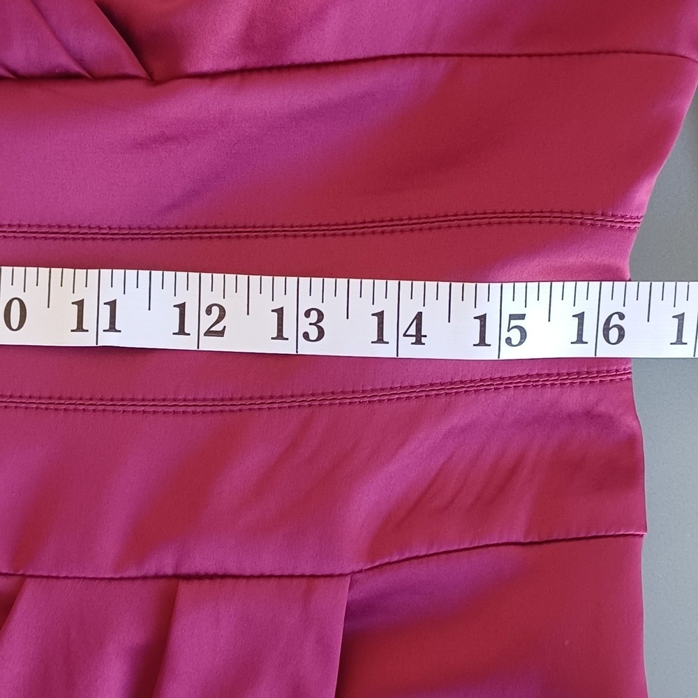 Kay Unger New York Berry Satin V-Neck 3/4 Sleeve TulipWrap Cocktail Dress 12 NWT - Picture 7 of 11